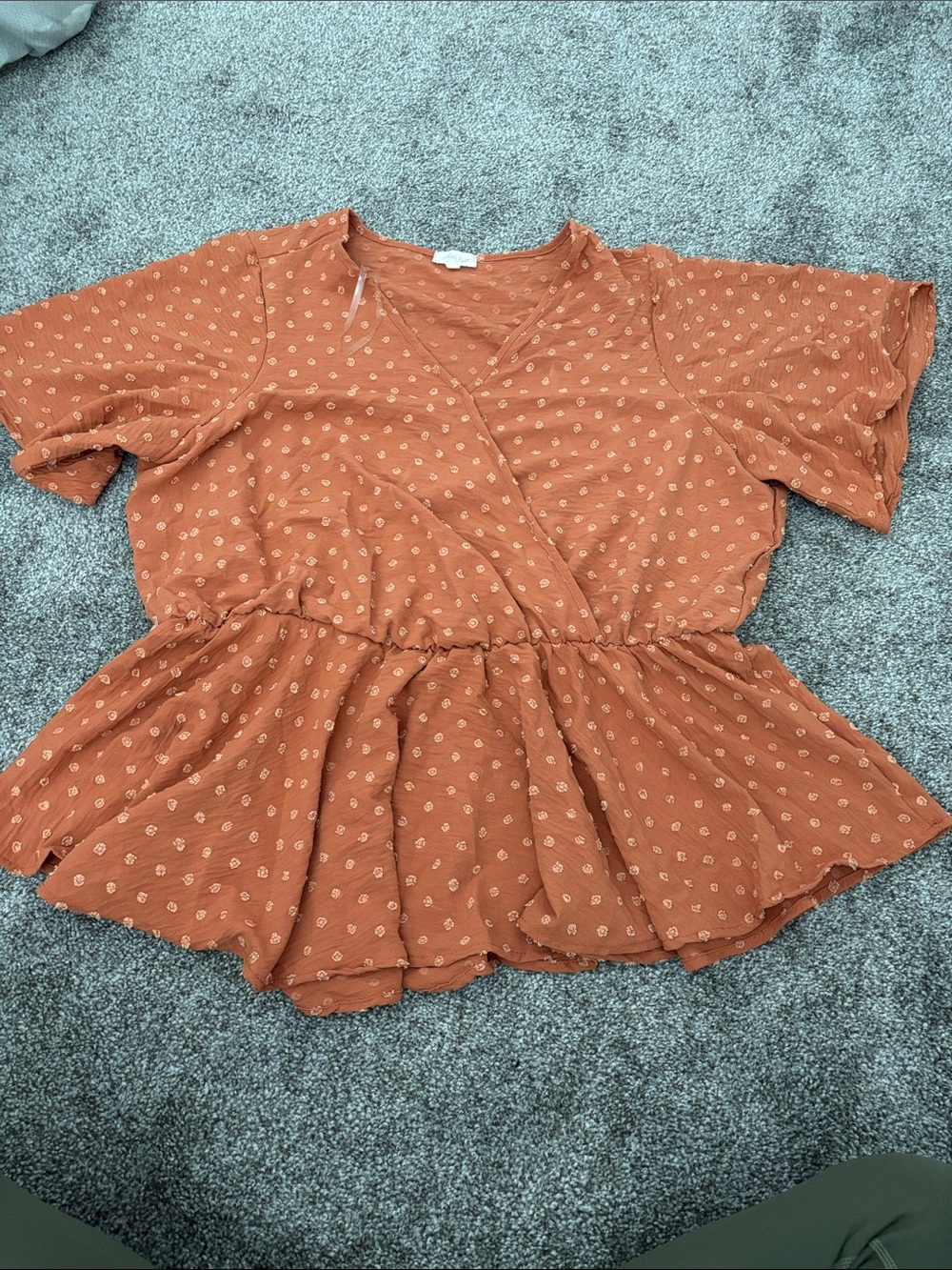 Women’s Rust Orange Wrap Peplum Blouse